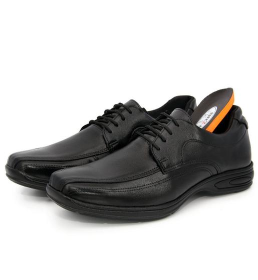 Imagem de Sapato Social Masculino Cadarço Comfort Gel Em Couro BR2 Footwear Preto