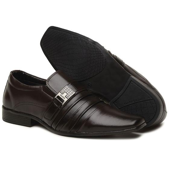 Imagem de Sapato Social Masculino Estilo Elástico Linha Premium Conforto Cor Café