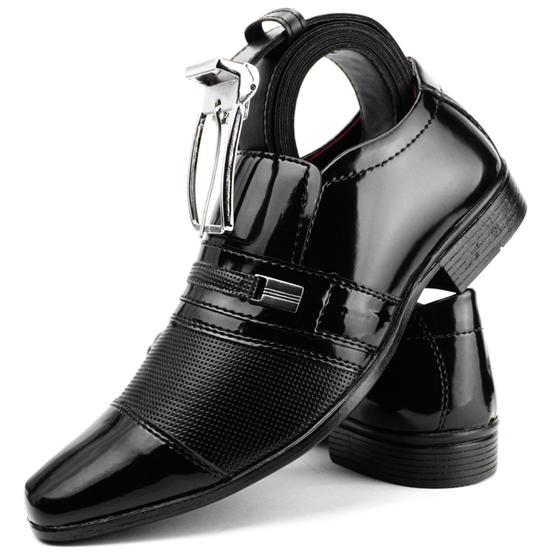 Imagem de Sapato social masculino preto estiloso + cinto social