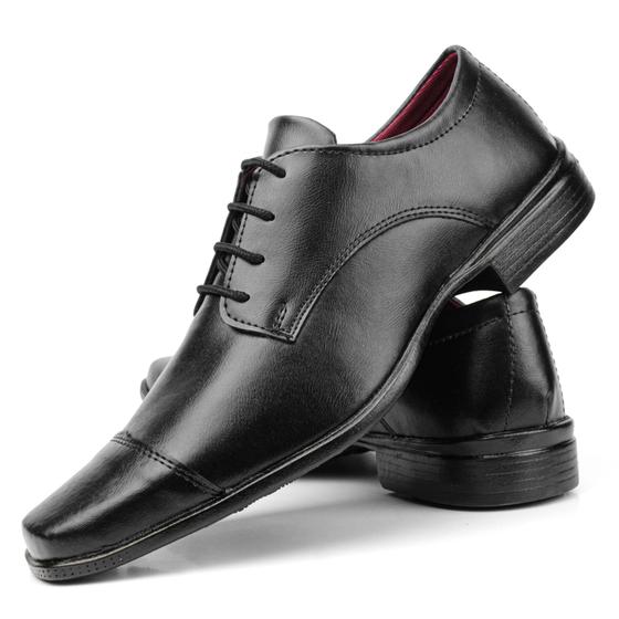 Sapato social masculino preto tradicional modelo de amarrar - Pizzolev ...