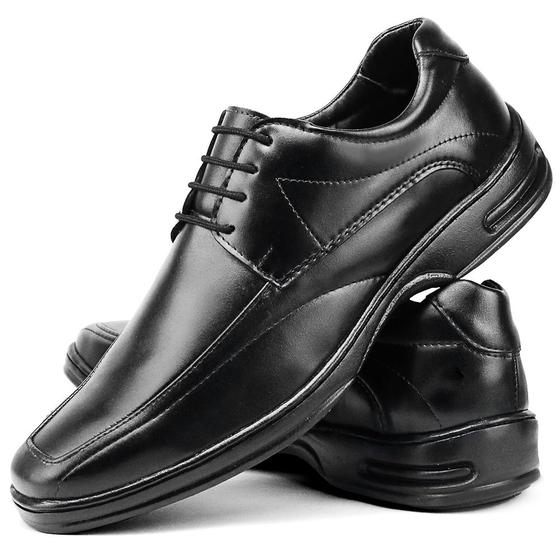 Imagem de Sapato Social Masculino SapatoFran Conforto Elegante Bico Quadrado - Preto