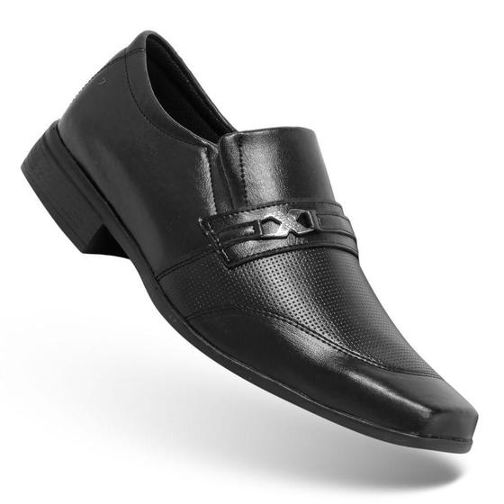 Imagem de Sapato Social Masculino Siroco Semi Brogue Preto e Marrom/Cappuccino Elegante e Confortável