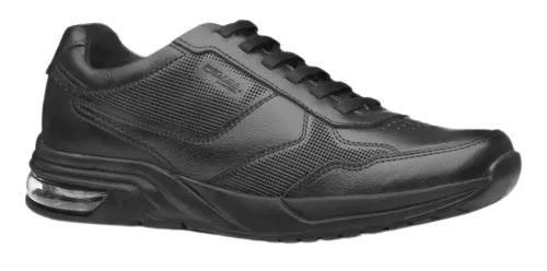 Imagem de Sapato Social Pegada Masculino Couro Preto Elástico Amortecimento
