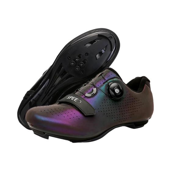 Imagem de Sapatos de Ciclismo Masculinos Ultraleves - Fivela Dupla, Mtb e Estrada - Design Luminoso