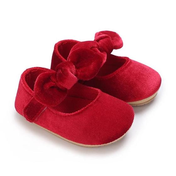 Imagem de Sapatos De Princesa Com Laço Vermelho Para Bebês Meninas Sola Macia Antiderrapante Primavera Outono