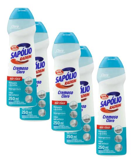 Imagem de Saponáceo Sapólio Radium Cremoso Cloro 250ml Bombril Kit 5