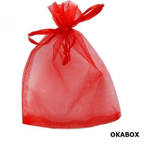 Imagem de Saquinho de organza com fita cetim vermelho 15x20 cm(100 UNIDADES)