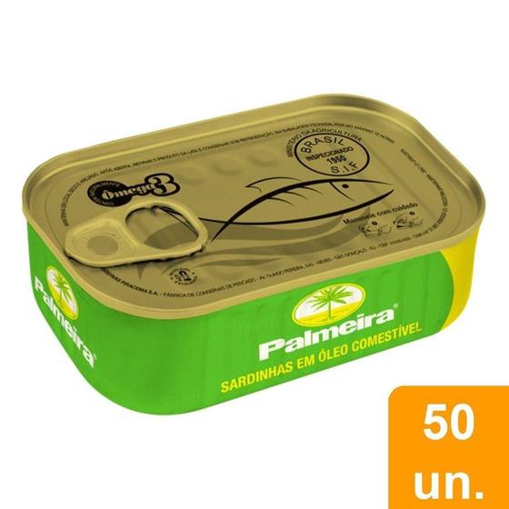 Imagem de Sardinha Palmeira Óleo de Soja Abre Fácil 125g - Embalagem c/ 50 Unidades