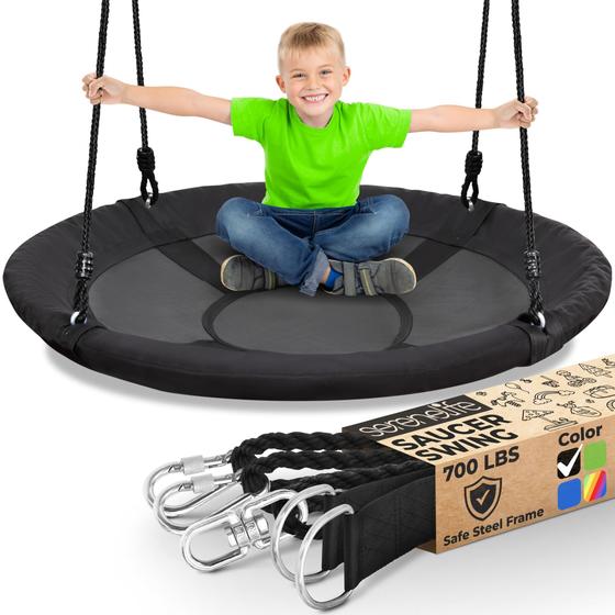 Imagem de Saucer Swing SereneLife Outdoor Tree Swing para crianças (preto)