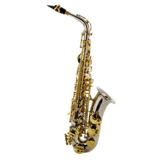 Imagem de Saxofone Alto Niquelado com Chaves Douradas Tokai TSA200NL