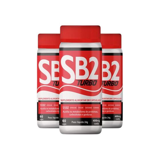 Imagem de SB2 Turbo - Suplemento Alimentar Natural - Kit com 3 Frascos de 60 Cápsulas - Original