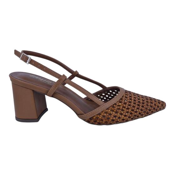 Imagem de Scarpin Alto Salto Bloco Bico Fino Scarpetti 11877505 Marrom