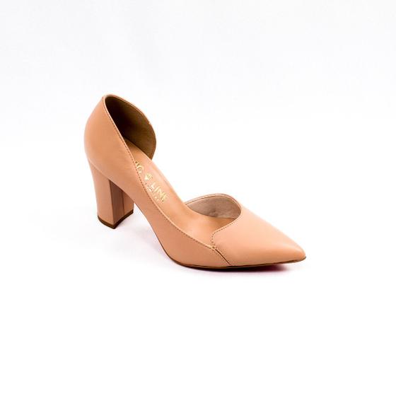 Imagem de Scarpin Chic Line Luxo Nude Salto Bloco 10cm