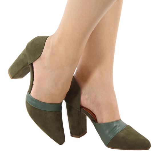 Imagem de Scarpin Dravanna Salto Alto Bloco Chic Verde