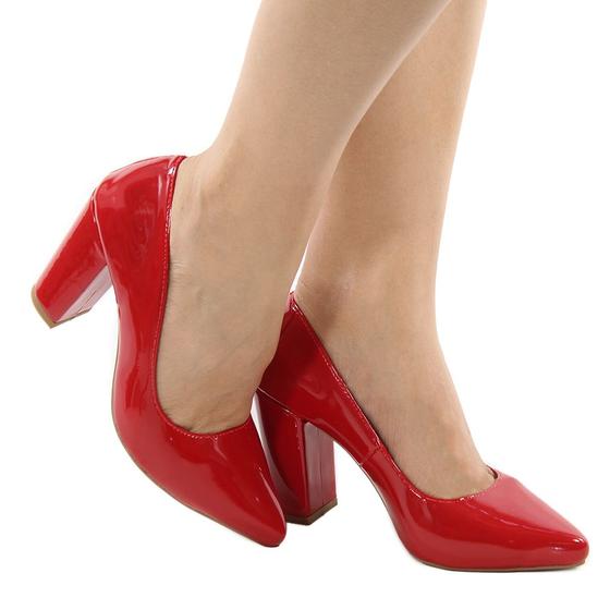 Imagem de Scarpin Dravanna Salto Alto Bloco Verniz Vermelho