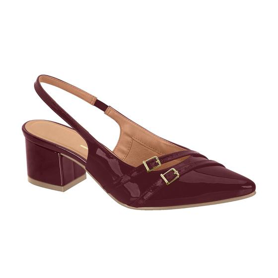 Imagem de Scarpin Feminino Slingback Salto Grosso Fivelas Bico Fino