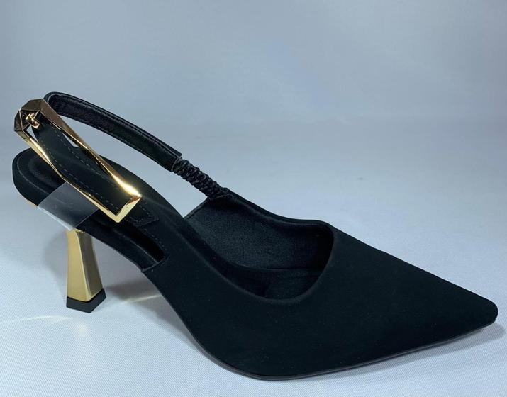 Imagem de Scarpin Nobuck com Salto Médio Taça e Bico Fino Feminino - Bebecê T7061-646/ (65192)