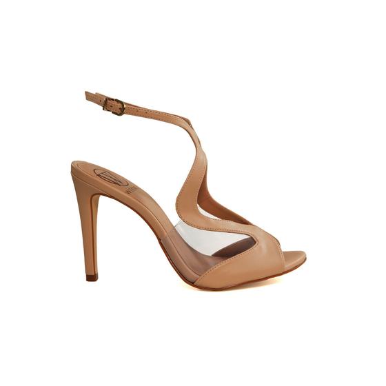 Imagem de Scarpin Nude com Vinil Werner Salto Alto Fino 10cm