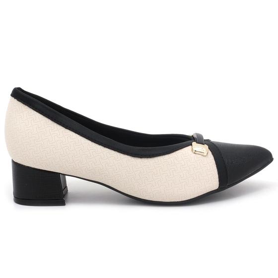 Imagem de Scarpin Piccadilly Sapato Salto Bloco Aplique Feminino 739044