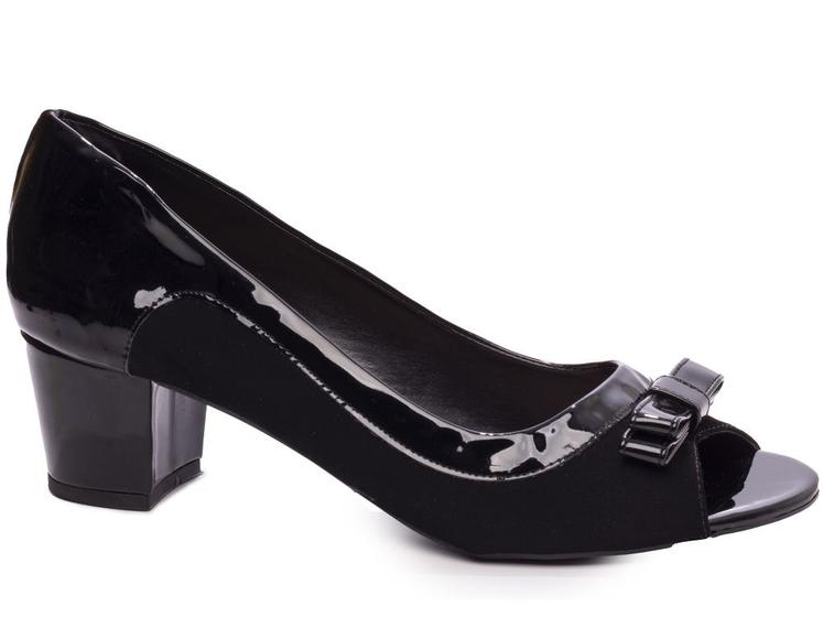 Imagem de Scarpin Salto 5,5cm  40 a 43  Charme Delicado em Verniz  Preto