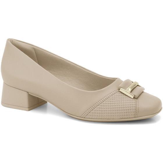 Imagem de Scarpin Salto Bloco Baixo Bege Comfortflex 2495303-1