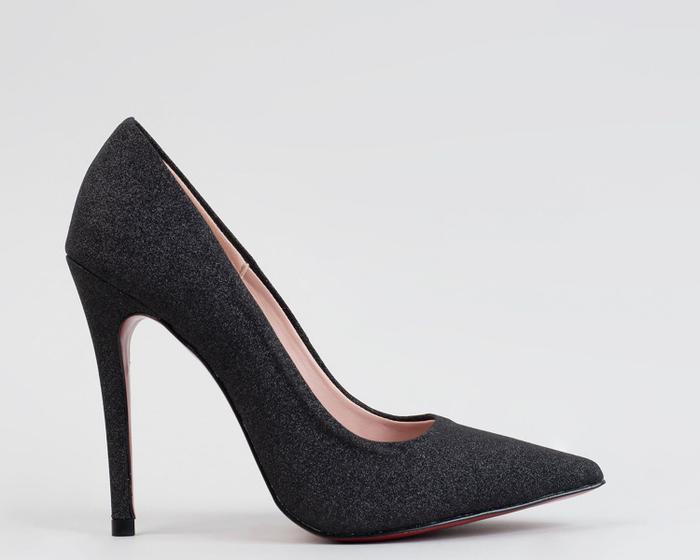 Scarpin Salto Fino 12cm Glitter Preto CBK - CHIBINSKI - Scarpin ...