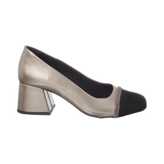 Imagem de Scarpin Sapato Casual Saltinho Boneca Bico Quadrado Strass