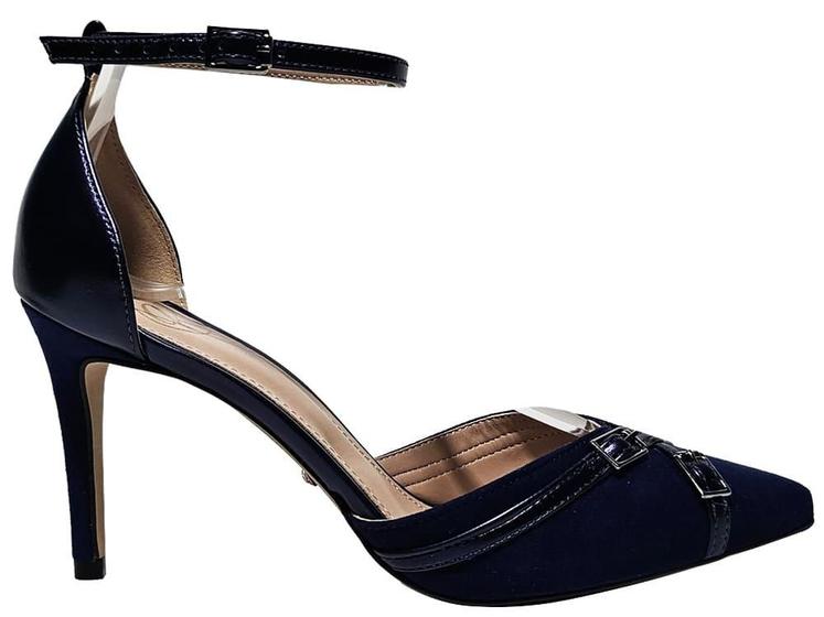 Imagem de Scarpin Suede Navy com Fivelas e Salto Sofisticado