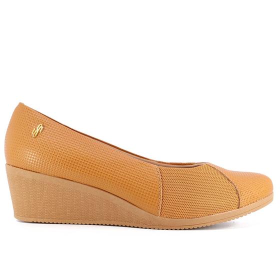 Imagem de Scarpin  Usaflex Anabela AA3813 Joanetes Couro Feminino