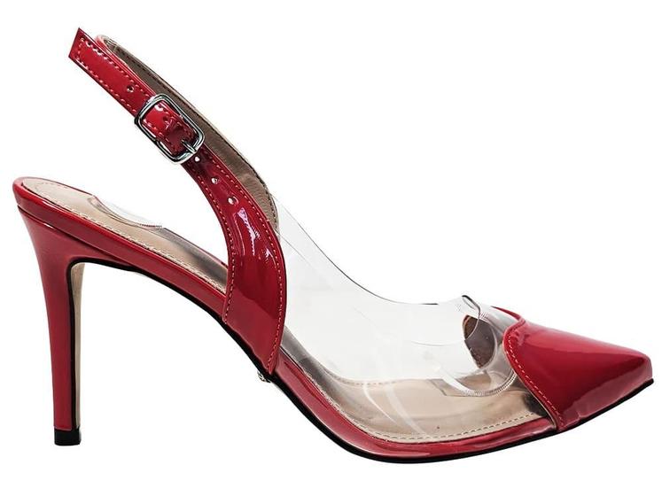 Imagem de Scarpin Verniz Branco Slingback Coração Salto 9cm