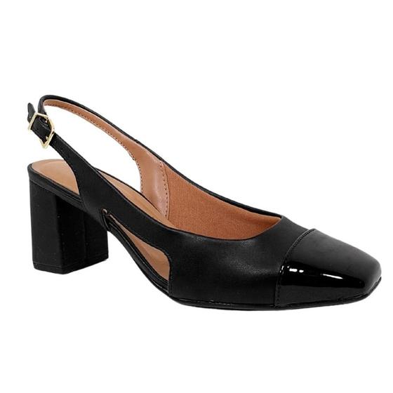 Scarpin Feminino Sapato Vizzano Preto Salto Quadrado Sapato