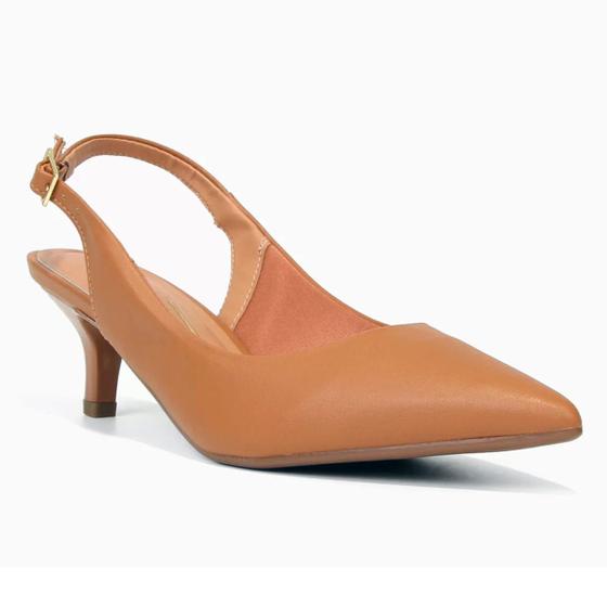 Imagem de Scarpin Vizzano Slingback Bico Fino Salto Baixo - Caramelo