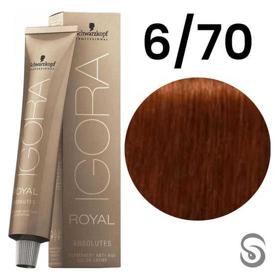 Imagem de Schwarzkopf Igora Absolutes Coloração 6/70 Louro Escuro Cobre Natural 60ml