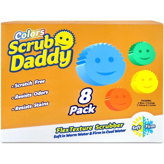 Imagem de Scrub Daddy Esponja Limpeza Multiuso Sem Riscos - 8 Unidades