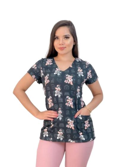 Imagem de Scrubs Blusa Feminino Monica com 2 Bolsos Frontais Malha Flame