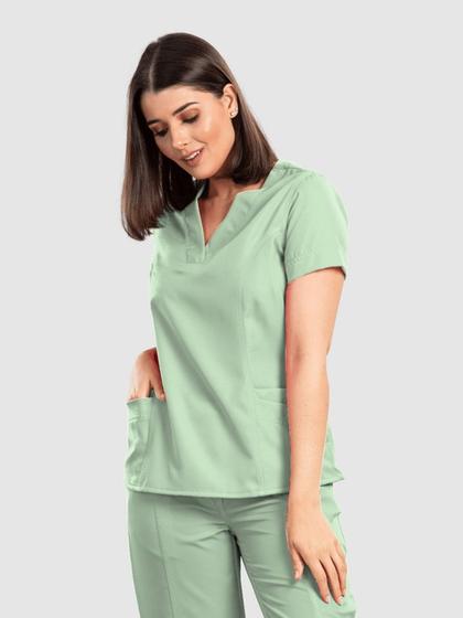 Imagem de Scrubs Blusa Namastê Decote V e Tecido Gabardine