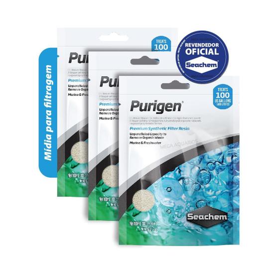 Imagem de Seachem Purigen Kit 3X100Ml Mídia Filtrante Remove Sujeira