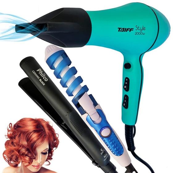 Imagem de Secador de cabelo 2000w e chapinha fina e modelador bivolt