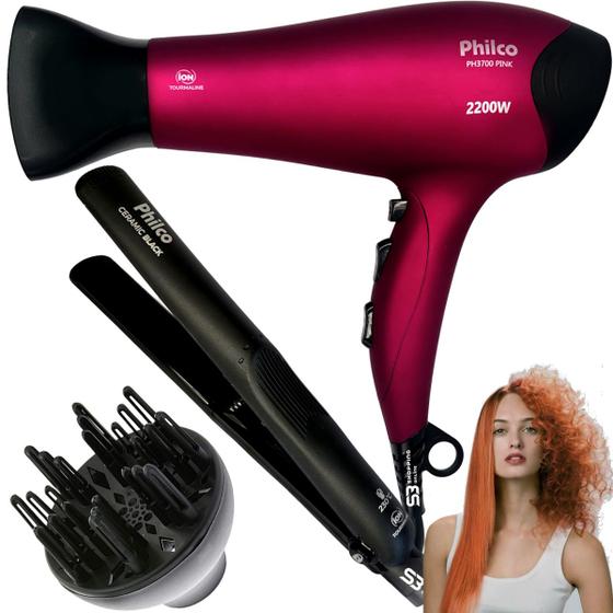 Imagem de Secador de cabelo 2100w difusor cachos e chapinha pro bivolt