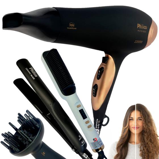 Imagem de Secador de cabelo 2100w escova modeladora e prancha black