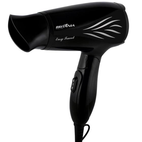 Imagem de Secador de Cabelo Britânia Easy Travel Preto 2 Velocidades 2 Temperaturas 1000W Bivolt