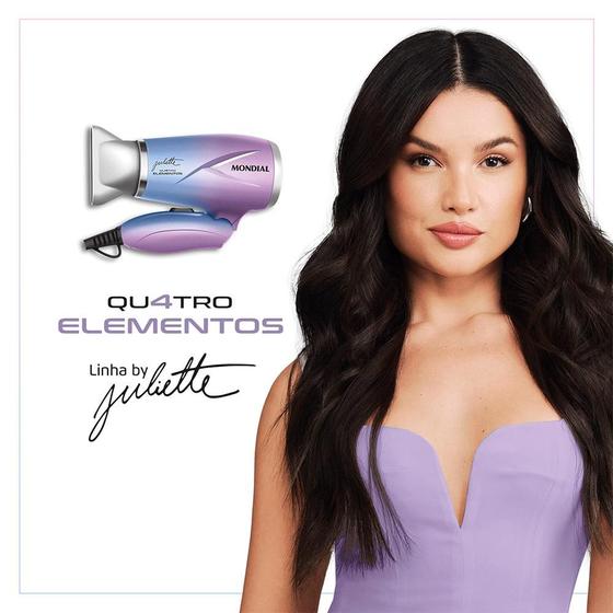 Imagem de Secador de Cabelo By Juliette Mondial, 1200W - Cabo Dobrável, SCT-JU-03, Azul/Rosa Bivolt