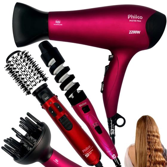 Imagem de Secador de cabelo difusor e escova rotativa e modelador kit