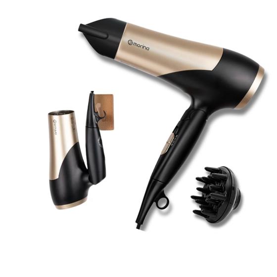 Imagem de Secador de Cabelo Dobrável Bivolt Voltagem Ajustável 110/220V com Duas Velocidades e Botão de Ar Frio