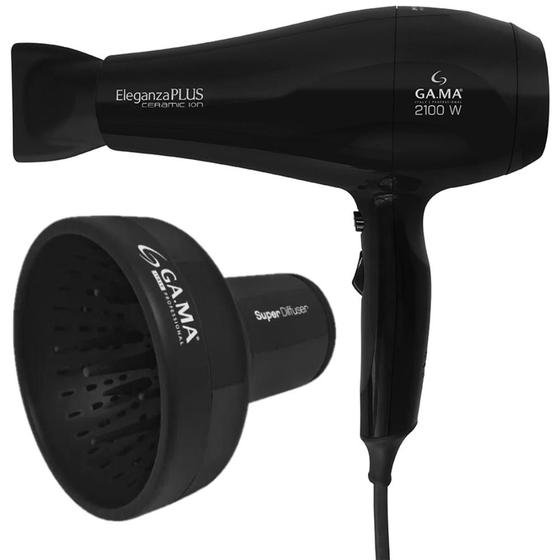 Imagem de Secador de Cabelo GAMA Eleganza Plus Ceramic Íon 2100W e Difusor Cachos GAMA Profissional