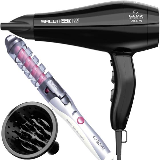 Imagem de Secador De Cabelo Gama Italy 2100w Ions Profissional Motor Ac Salon Ar Quente Frio Difusor Cachos Modelador Gama Italy Spirale