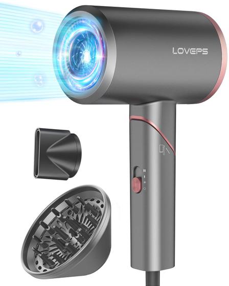 Imagem de Secador de Cabelo LOVEPS 1800W Iônico com Alça Dobrável e Difusor