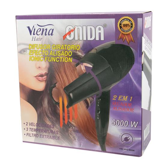 Imagem de Secador de Cabelo Onida ON-099 - 5000W - com Difusor Giratorio - 110V - Preto