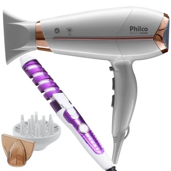 Imagem de Secador De Cabelo Philco 2200w Ion Profissional Quente Frio Beauty Difusor De Cachos Modelador Cacheador Nova