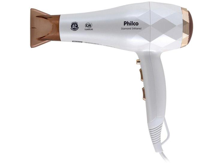 Imagem de Secador de Cabelo Philco Diamond Infrared PSC13 - Branco com Íons Tourmaline 2000W 2 Velocidades